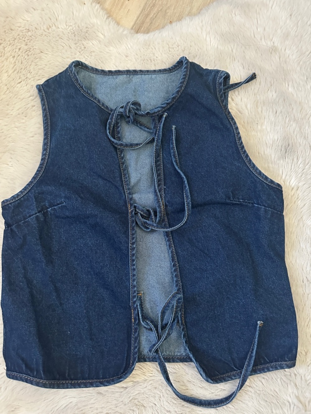 NWOT Denim Tie-Front Sleeveless Top - Blue